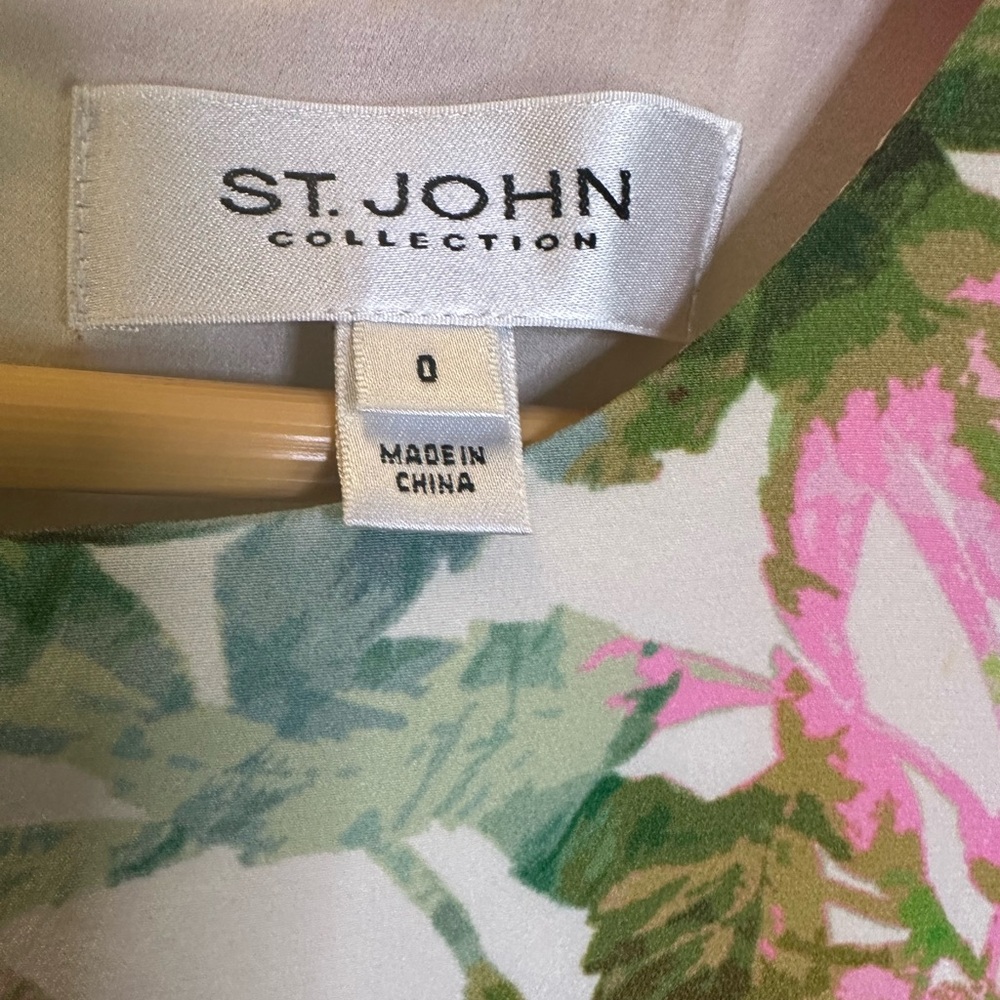 Vintage St.John Silk Blend Floral Sheath Dress Size 0 Sleeveless Designer Luxury - Picture 4 of 5